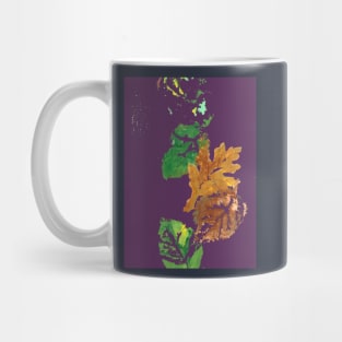 Four Autumn Leaves, plum purple background Mug